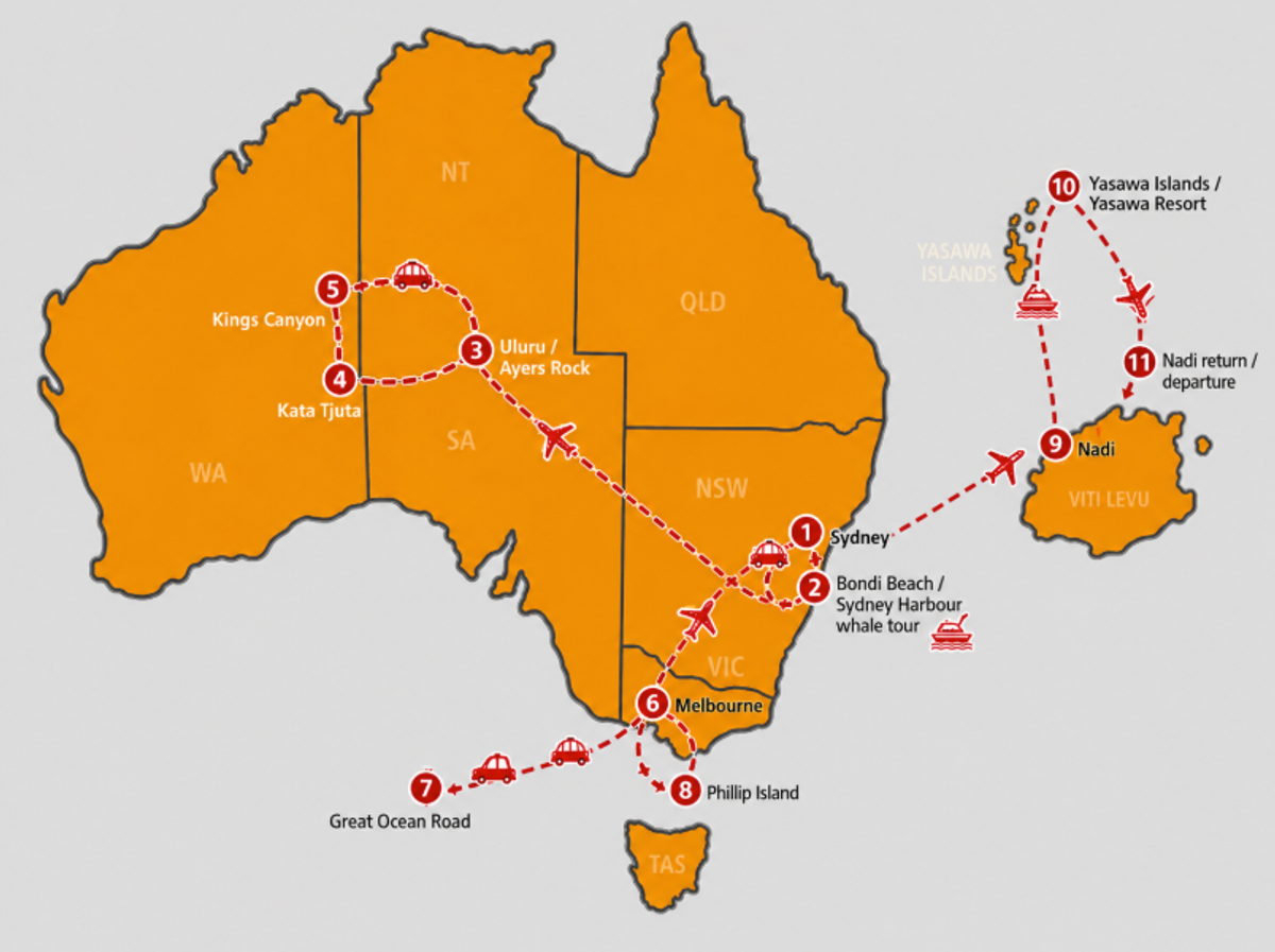 Mappa Essenza Australiana con Relax alle Fiji