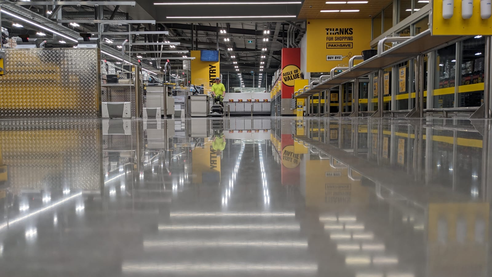 Pak'n Save Rolleston polished concrete supermarket floor