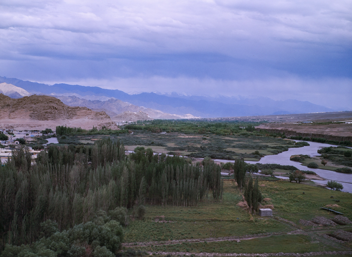 View of Leh city from the highway while coming from Chilling