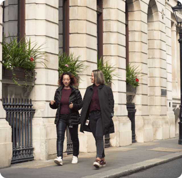 Two women walking