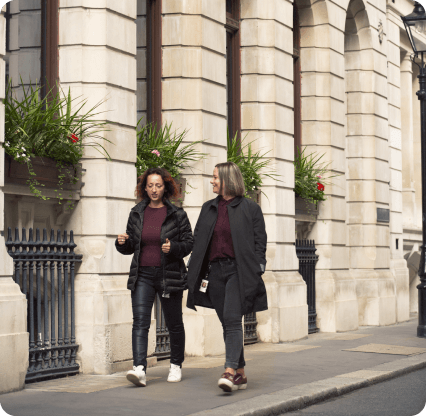 Two women walking