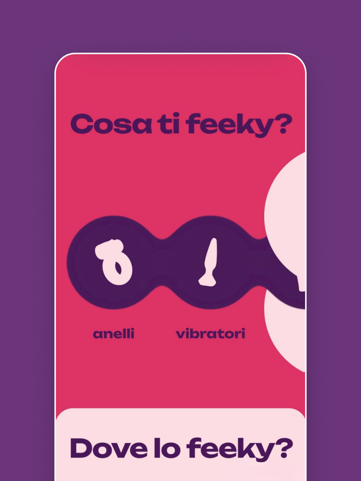 Il menu «Cosa ti feeky?» e «Dove lo feeky?» su mobile