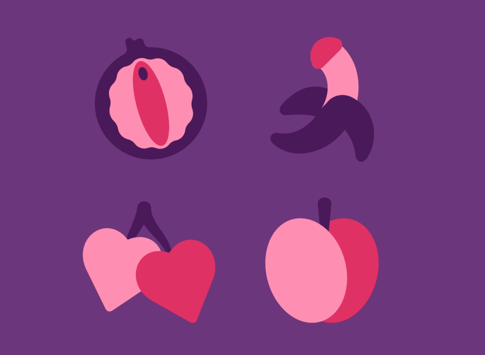 I frutti-icona di Feeky Feeky: fico, banana, ciliegie e pesca