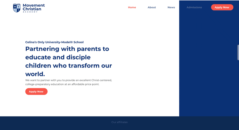 Movement Christian Academy website preview
