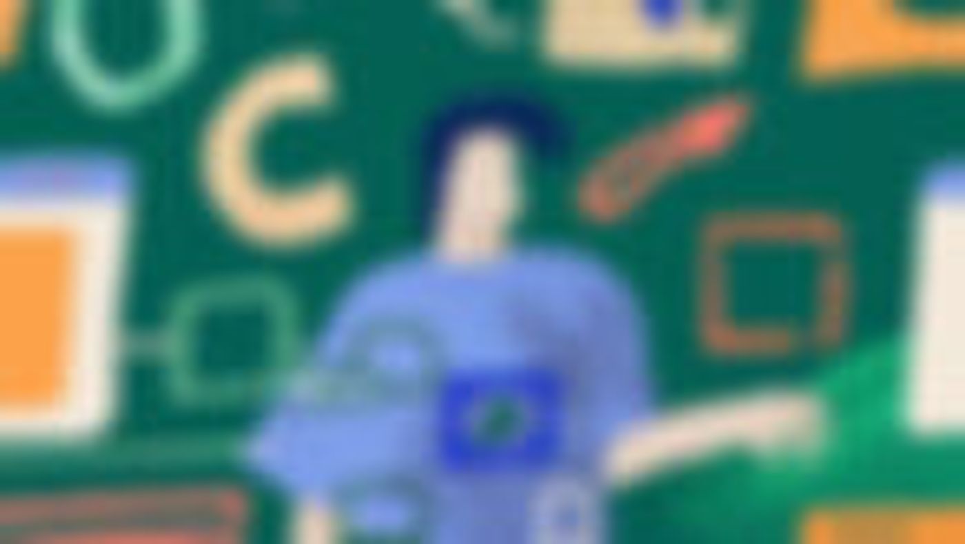 AI generated art using Wix. Prompt: "a person centered with UX_UI design elements all around him, blue and green themed"