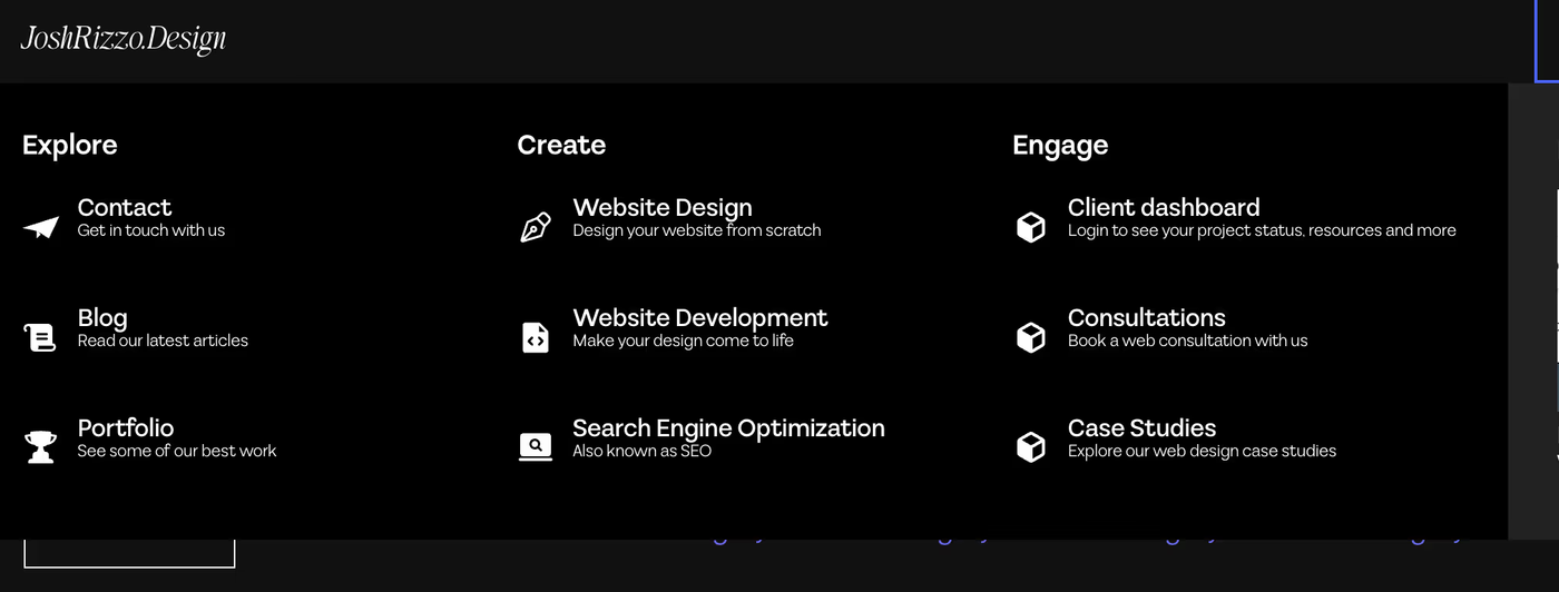 additional content of josh rizzo design website