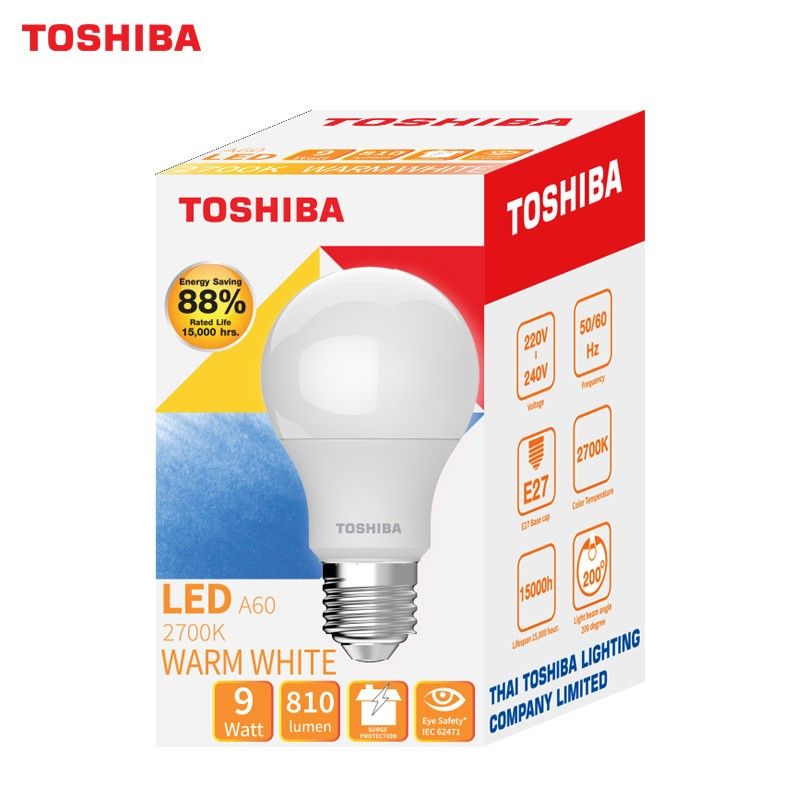 หลอดLED BulB Toshiba  9W แสงเหลือง