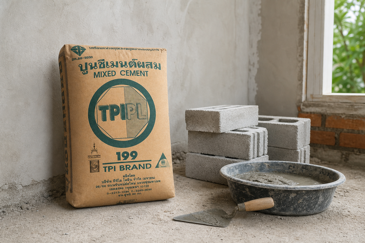 งานก่ออิฐและฉาบผนังด้วยปูน TPI M199