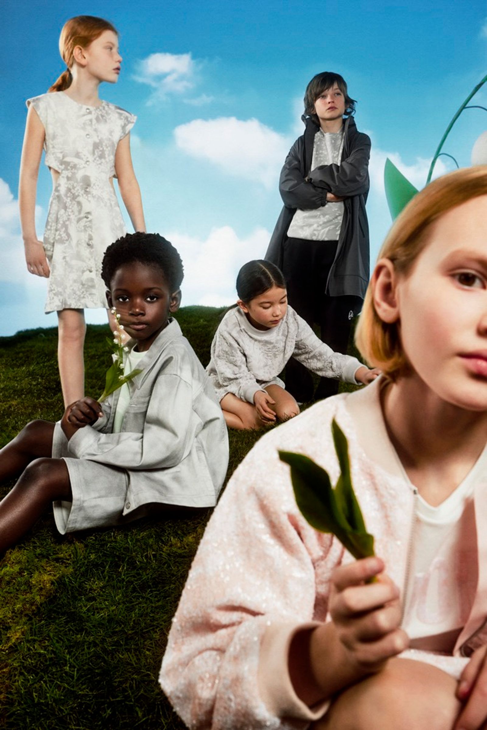 Dior kids,|Photography by Dan Beleiu, paper flowers by Mathilde Nivet - Mathilde Nivet - Set Design - Swan MGMT