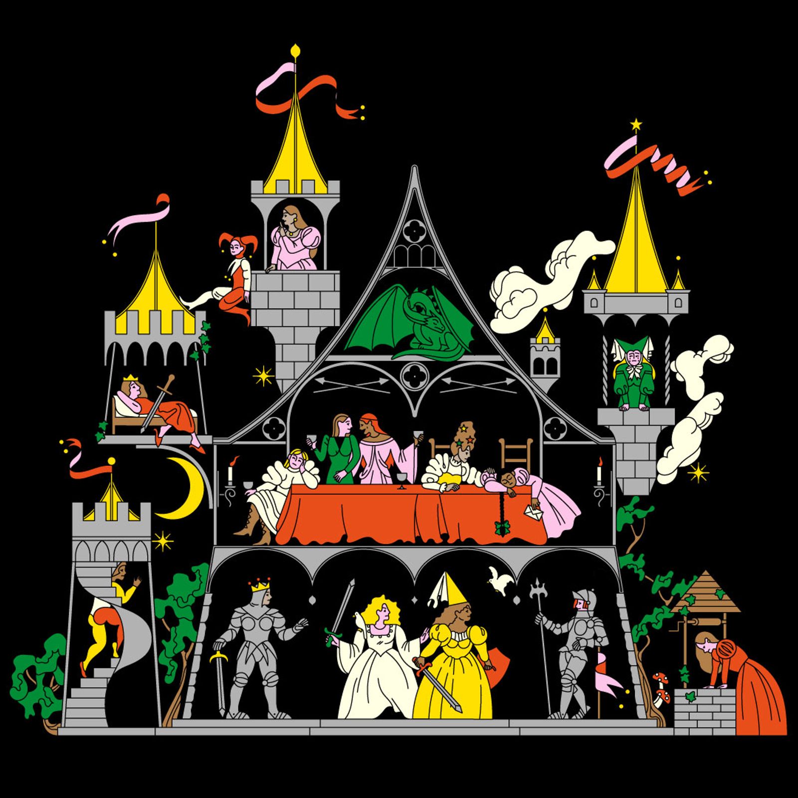 Glein Fairytale Castle Scarfs - Laura Edelbacher - Illustration - Swan MGMT