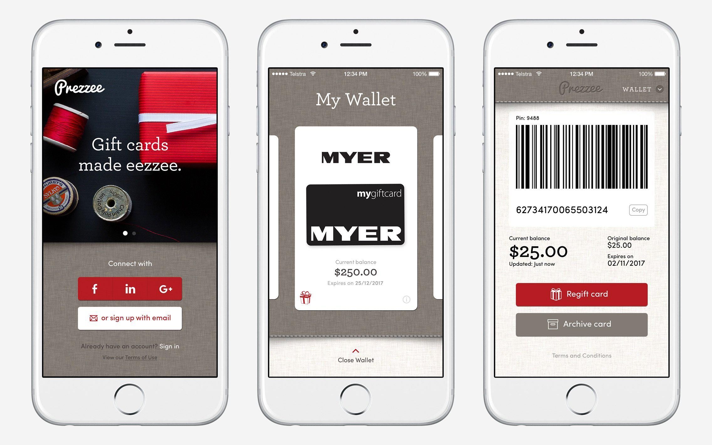 Prezzee App Screens