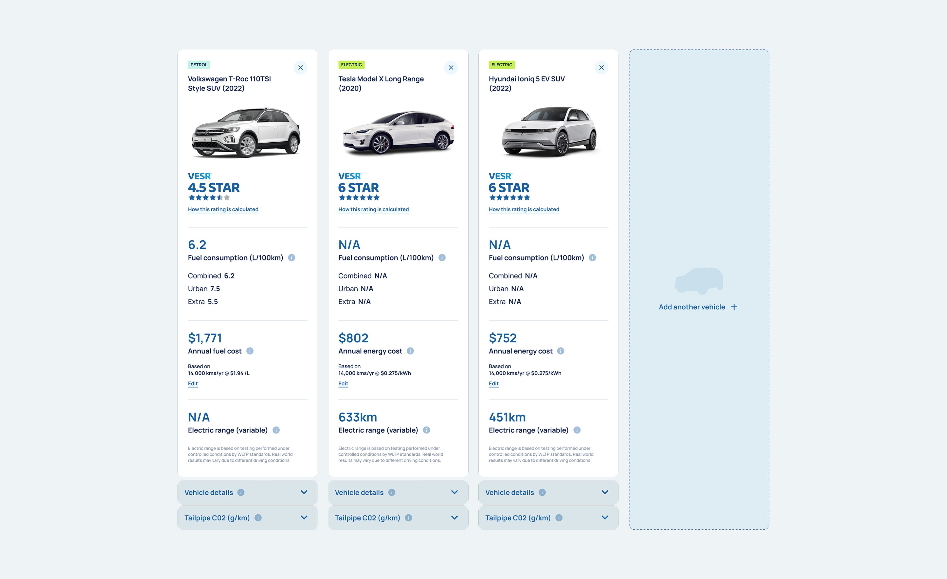 VESR compare car screen