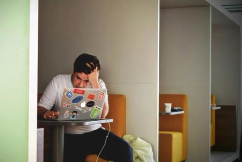 Man stressed about a deadline