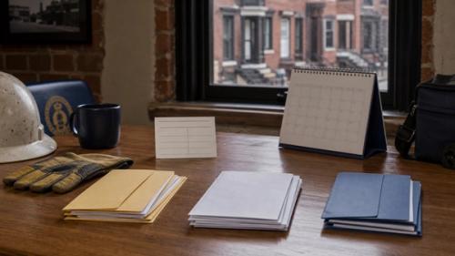 Philadelphia workers compensation deadline materials with safety gear and blank calendar