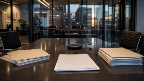 Closed conference room with blank contract folders for a New Jersey business dispute guide