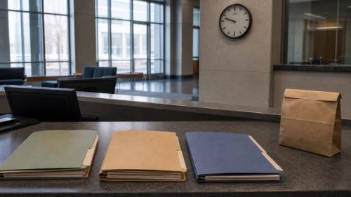 Idaho criminal defense filing steps scene with blank court and case folders