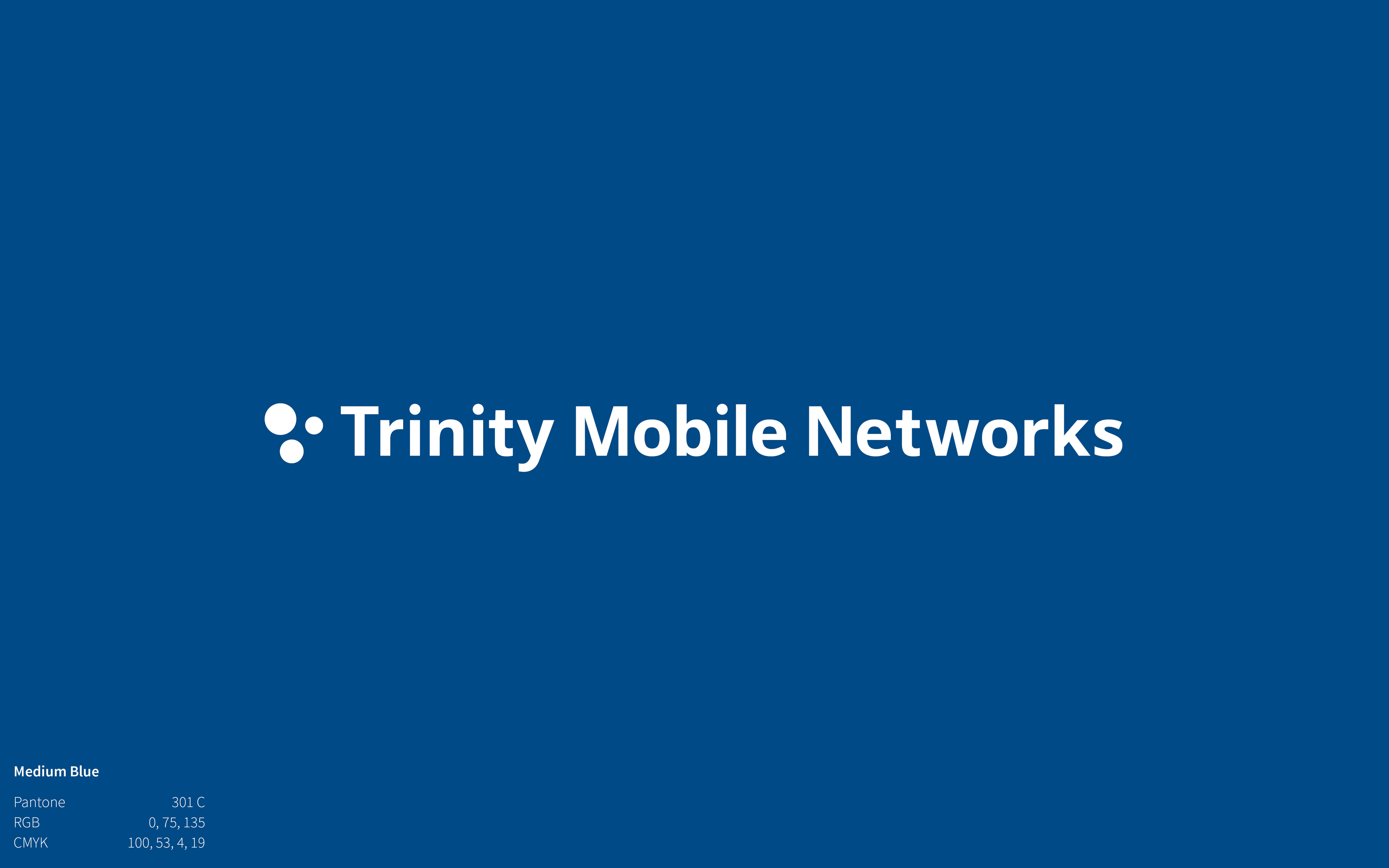 Trinity Mobile Networks Logo on medium blue background