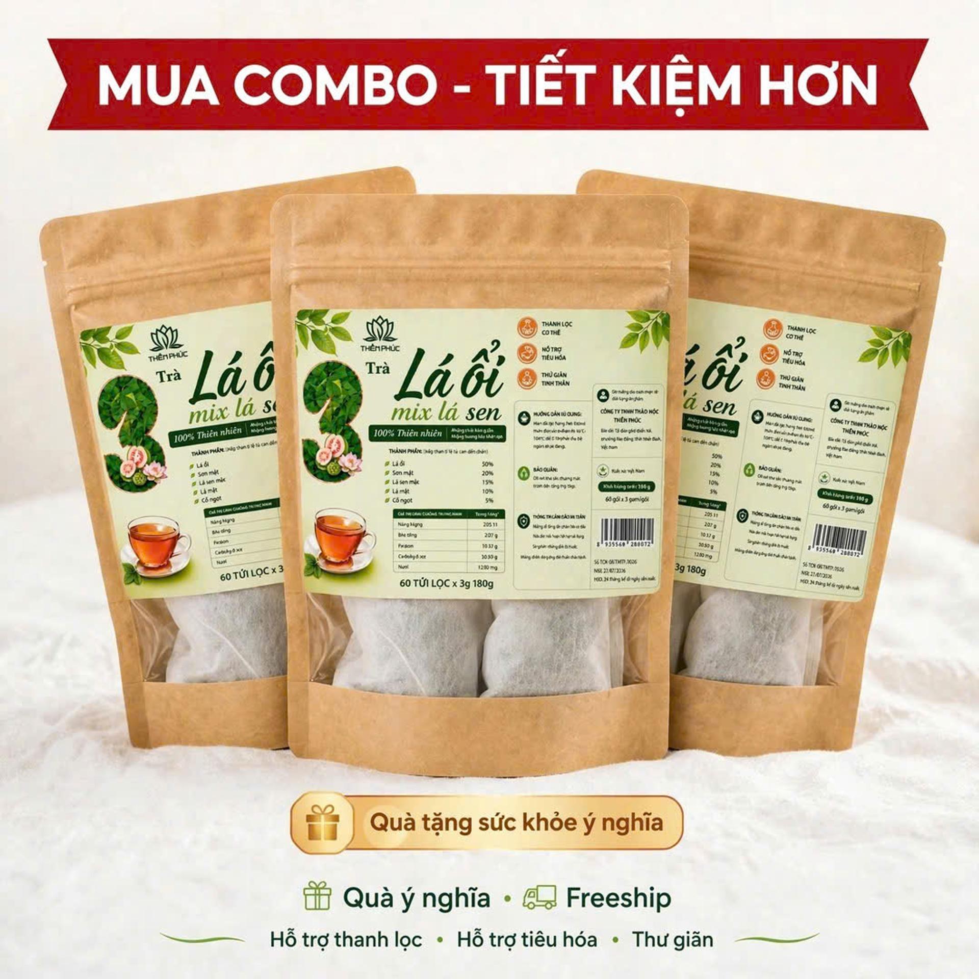 Trà Lá Ổi Mix Lá Sen (Hộp 60 Túi Lọc) Hỗ trợ thanh lọc cơ thể, giảm cảm giác ì ạch, tốt cho tiêu hóa - Trà thảo mộc túi lọc Tĩnh Diệp - Ảnh 9
