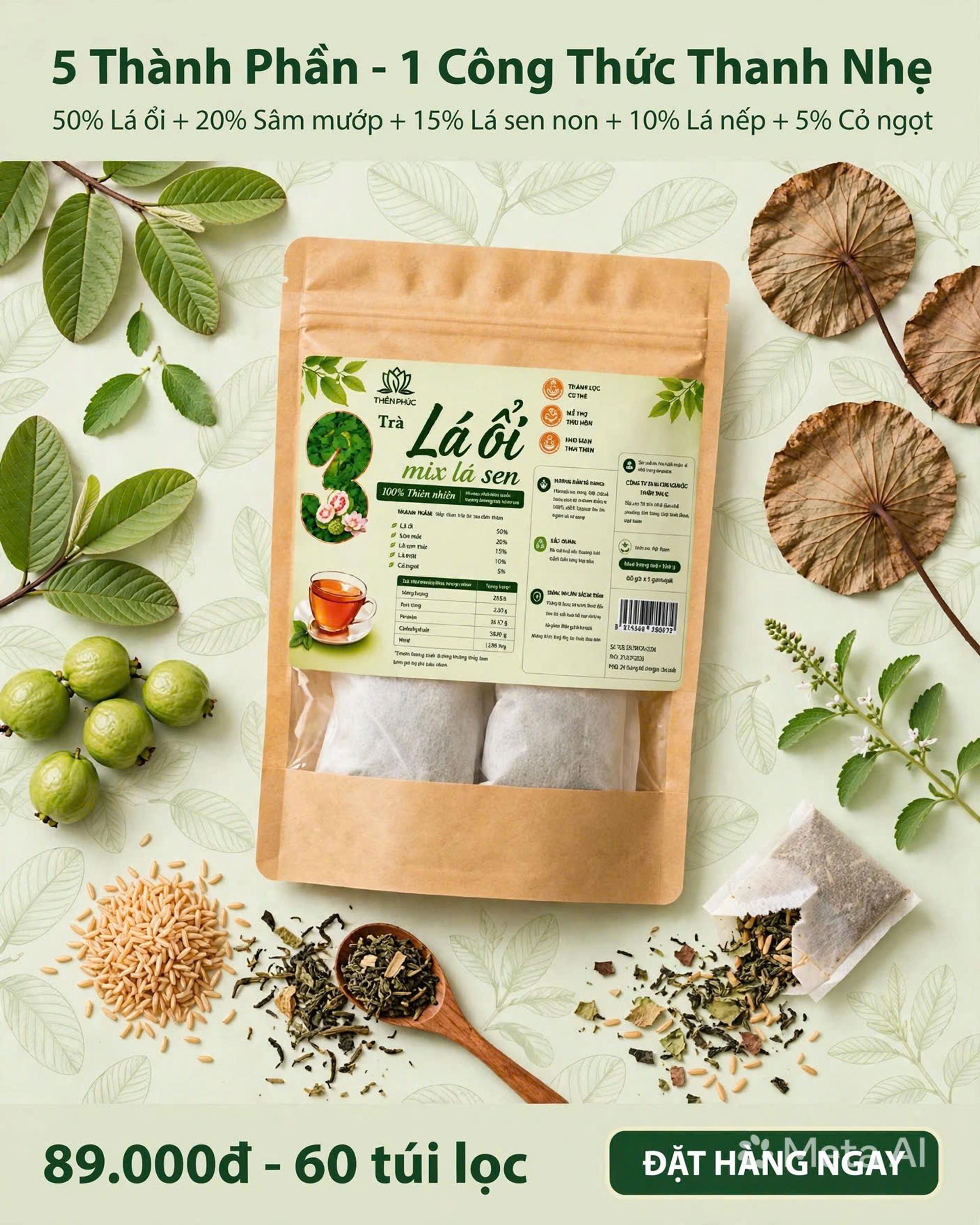 Combo Văn Phòng 3 Vị Tĩnh Diệp: Đánh Thức Năng Lượng & Thư Thái - Trà thảo mộc túi lọc Tĩnh Diệp - Ảnh 3