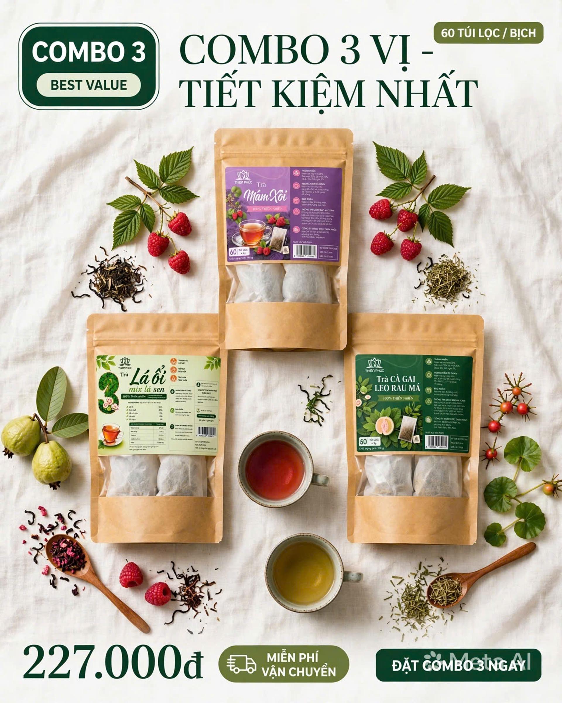 Combo Văn Phòng 3 Vị Tĩnh Diệp: Đánh Thức Năng Lượng & Thư Thái - Trà thảo mộc túi lọc Tĩnh Diệp - Ảnh 1