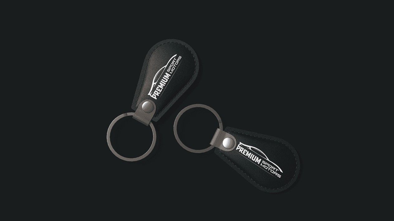 Black leather keyrings with the Premium Sport Motors logo