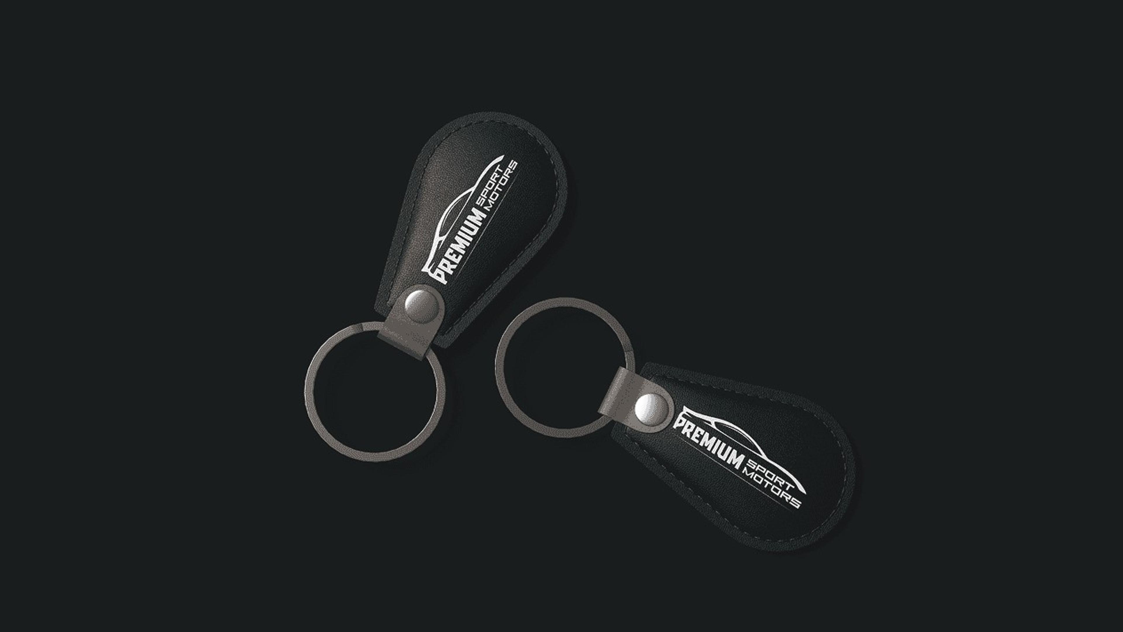 Black leather keyrings with the Premium Sport Motors logo
