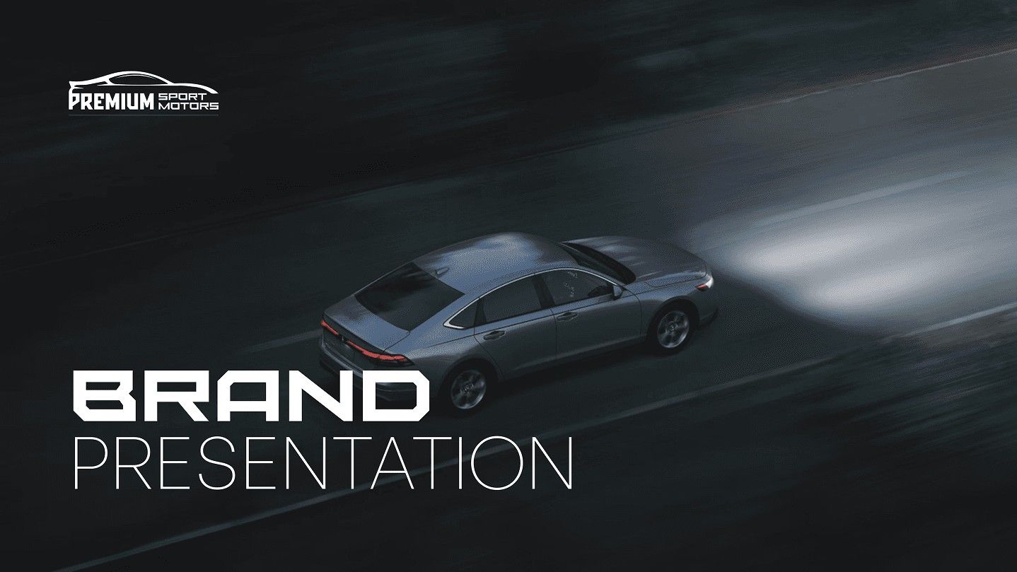 Brand presentation cover with a car speeding through a dark tunnel