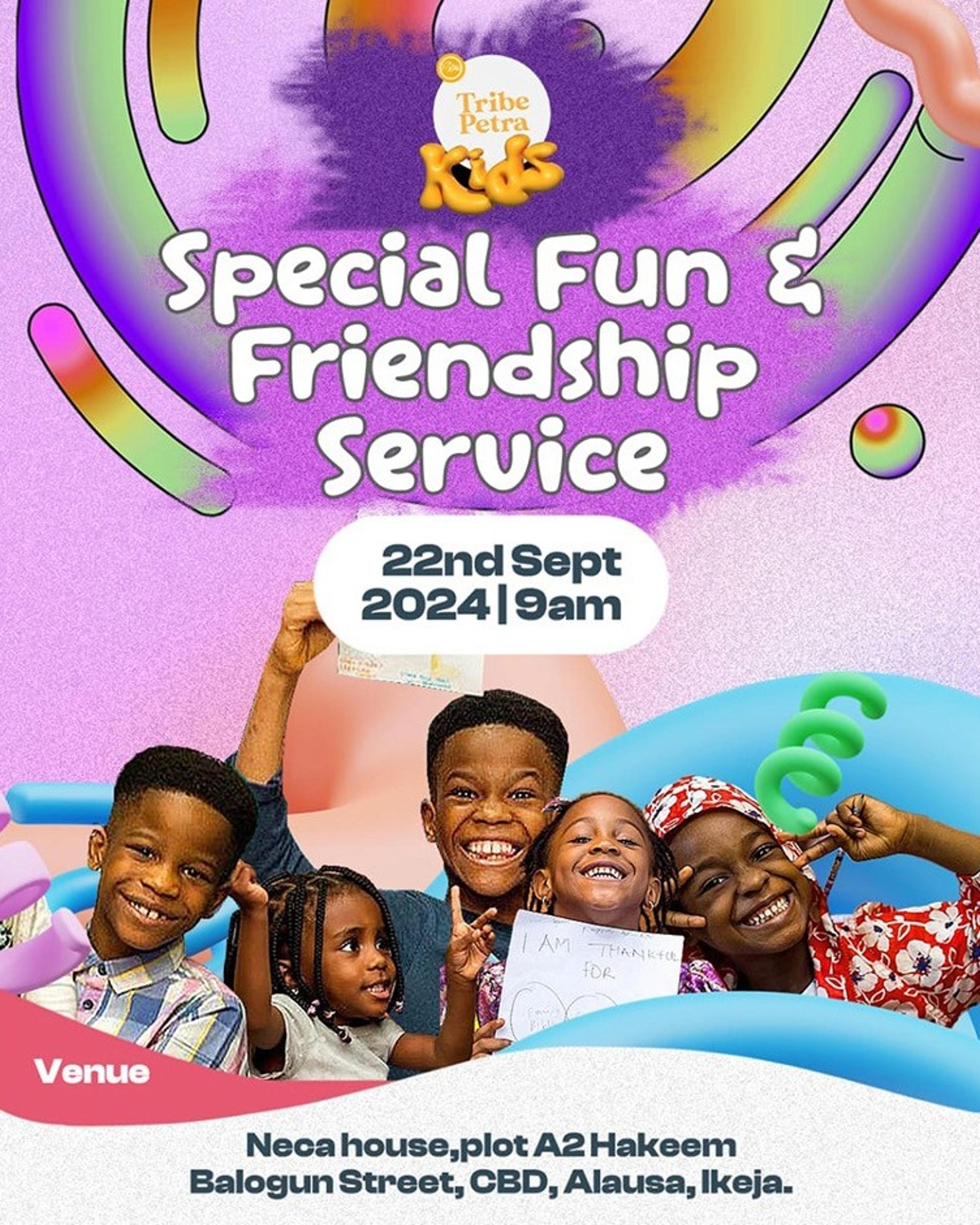 Special Fun and Friendship Service kids flyer
