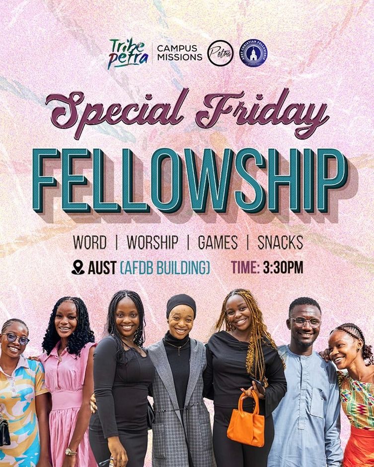 Special Friday Fellowship flyer with a group photo