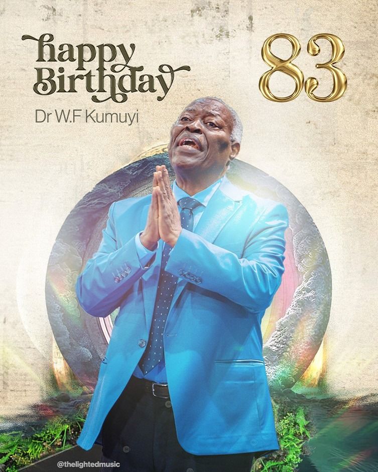 83rd birthday flyer for Dr W.F. Kumuyi in a blue suit