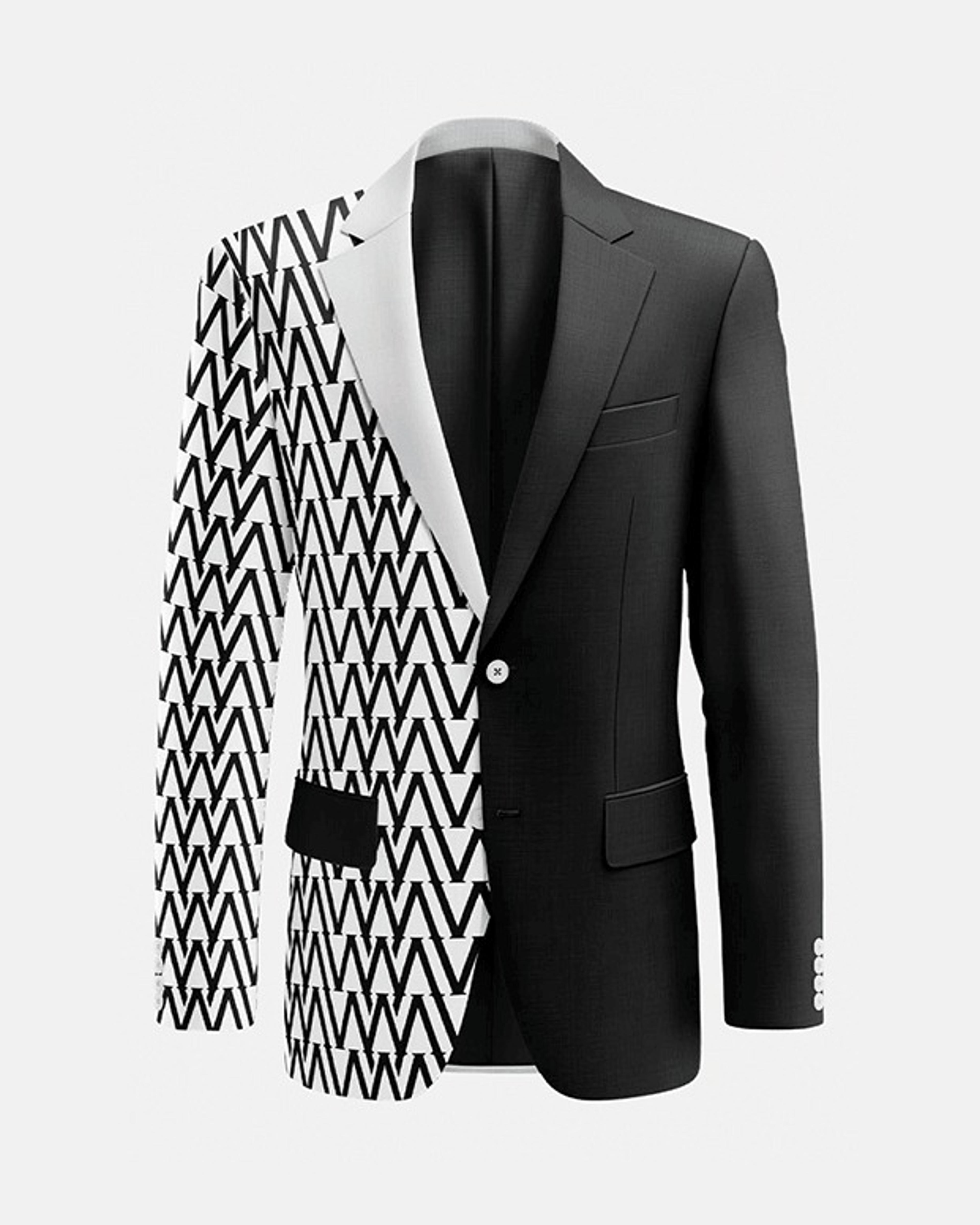 Blazer with one side in the black and white zigzag pattern