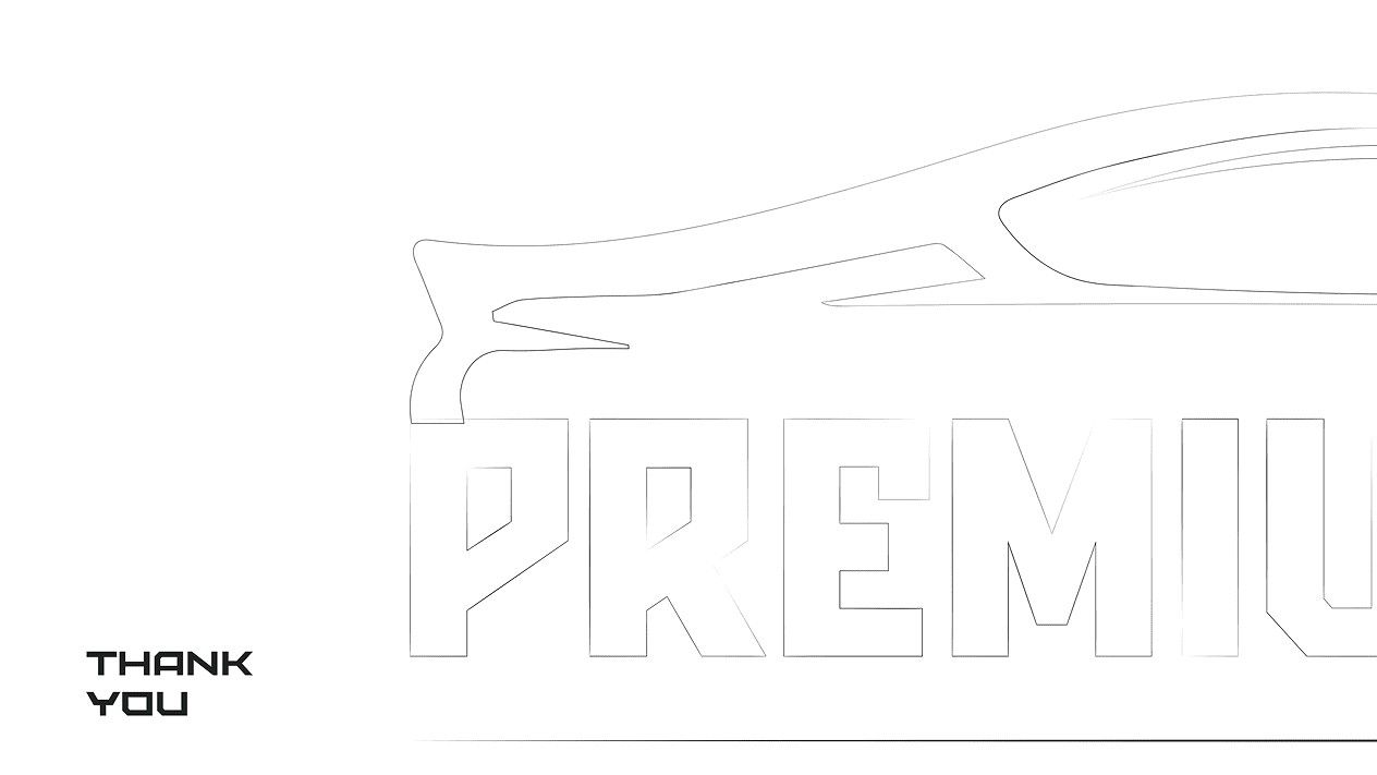 Closing page with an outlined Premium wordmark and Thank you