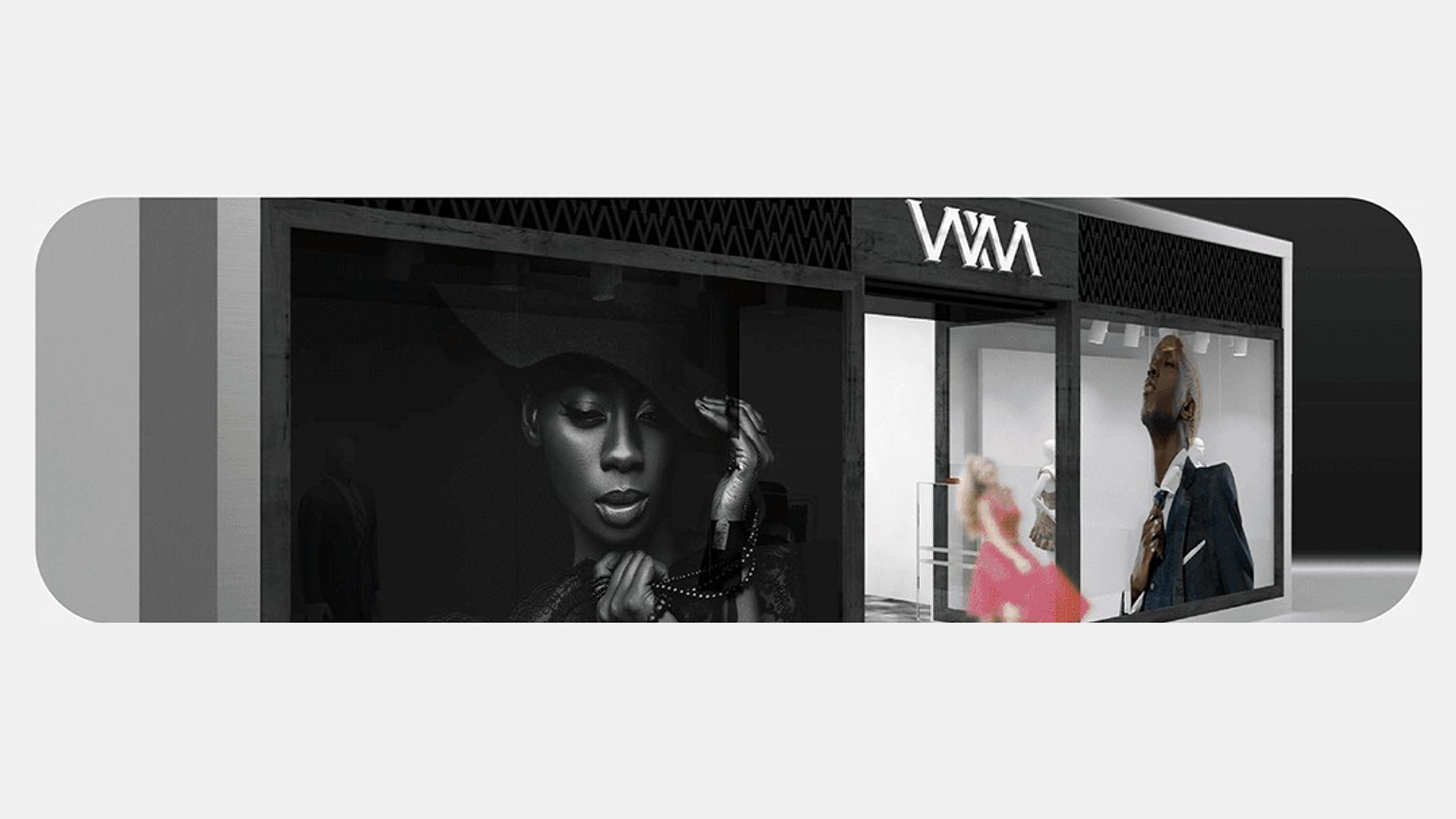 Winiame storefront with the monogram above the windows