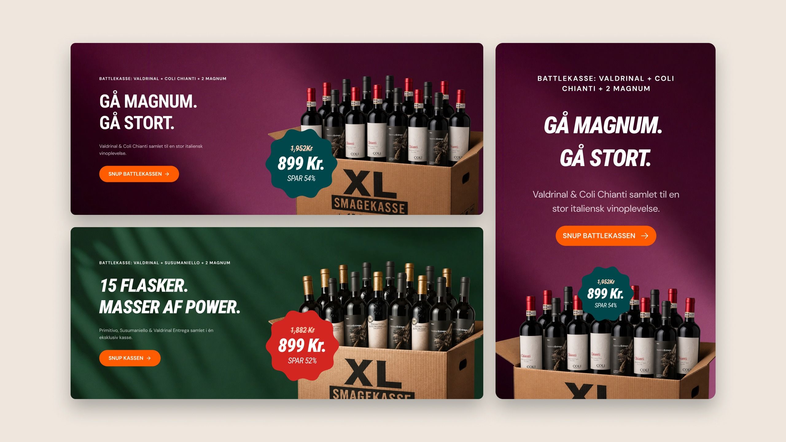 XL tasting box banners for desktop and mobile