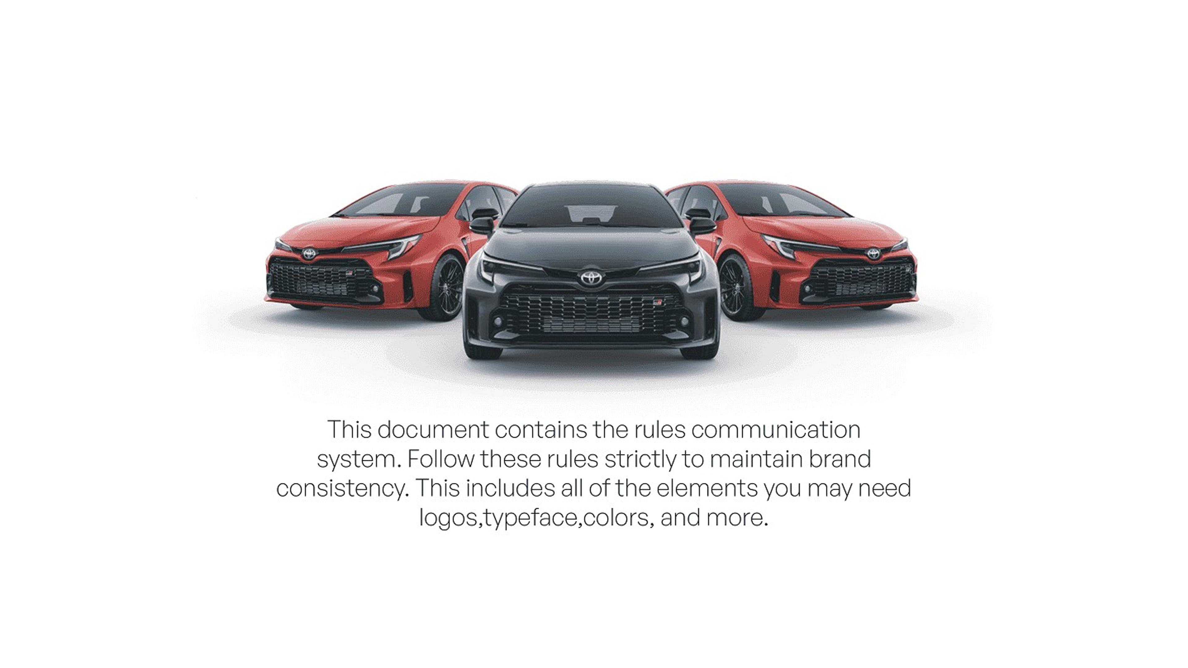 Three cars above a note on following the brand rules