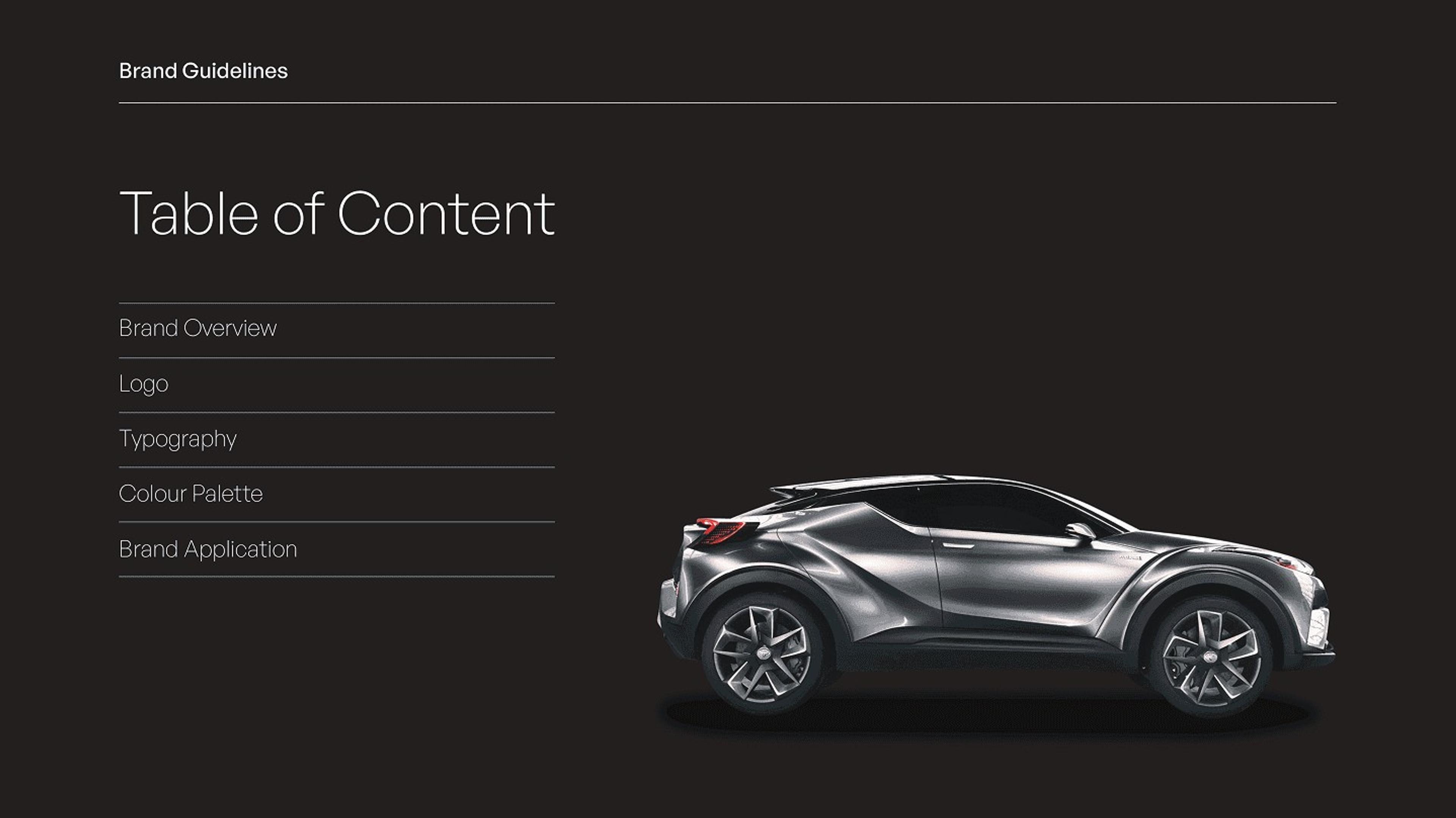 Guidelines table of contents beside a silver crossover