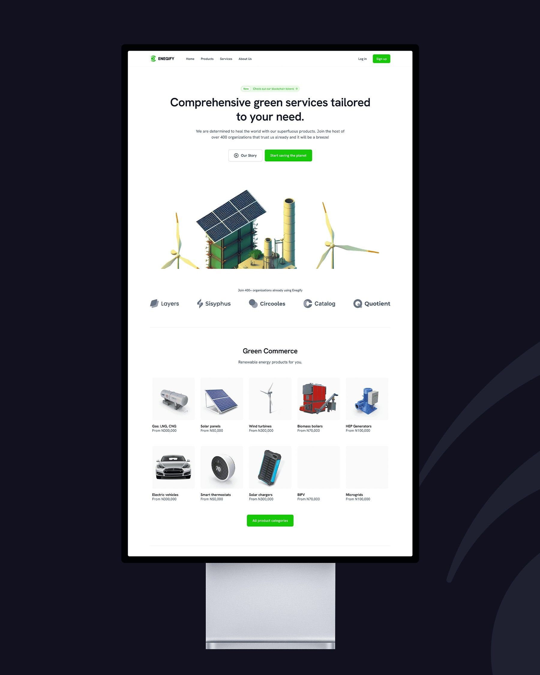 Enegify landing page: Comprehensive green services tailored to your need