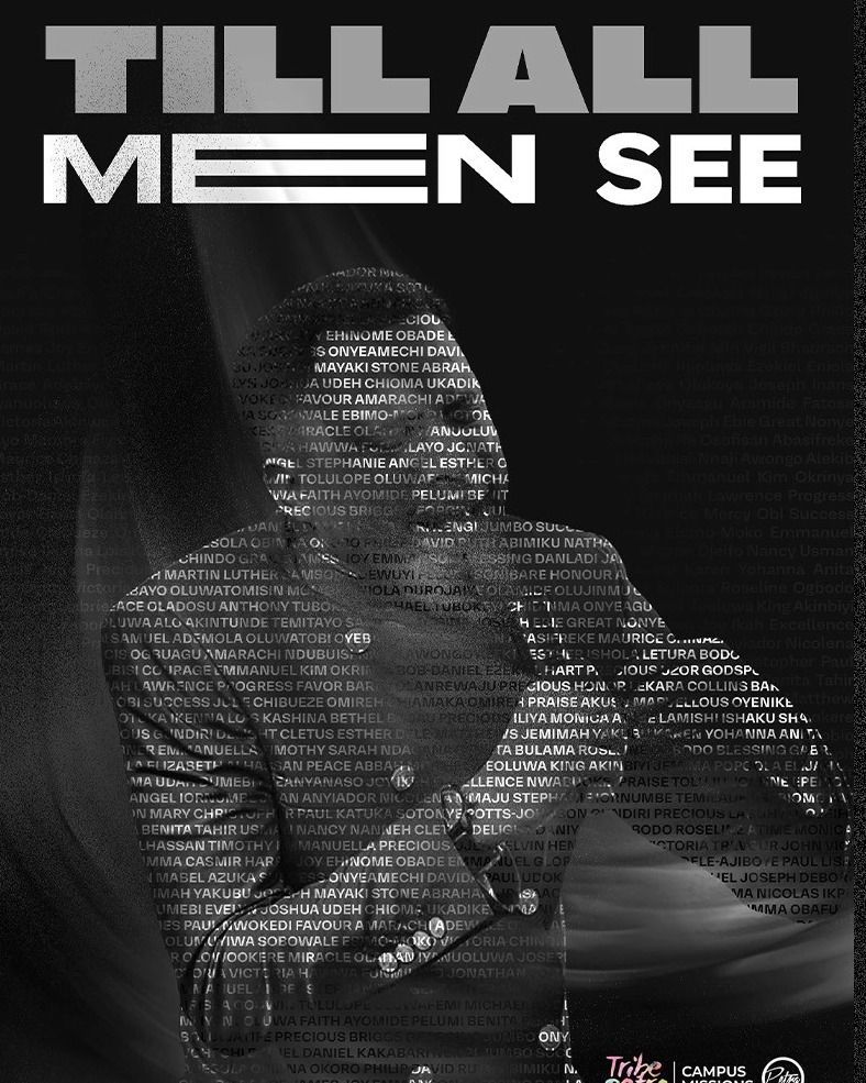 Till All Men See flyer with a portrait made of names