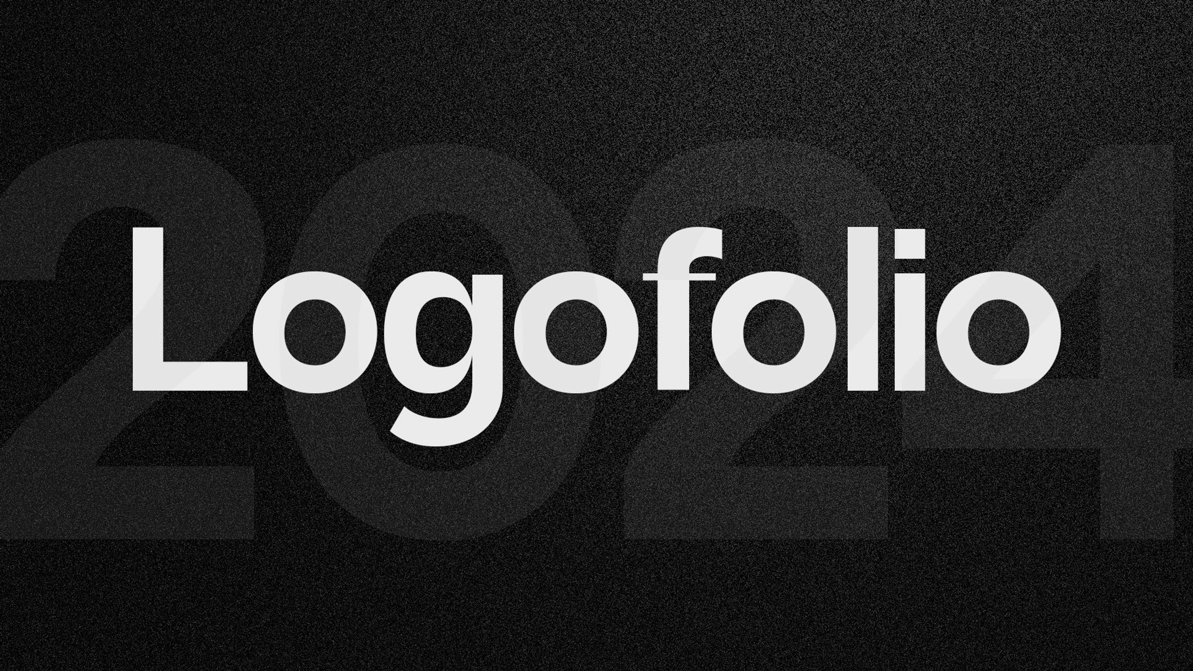 Logofolio in white over a large 2024 on black