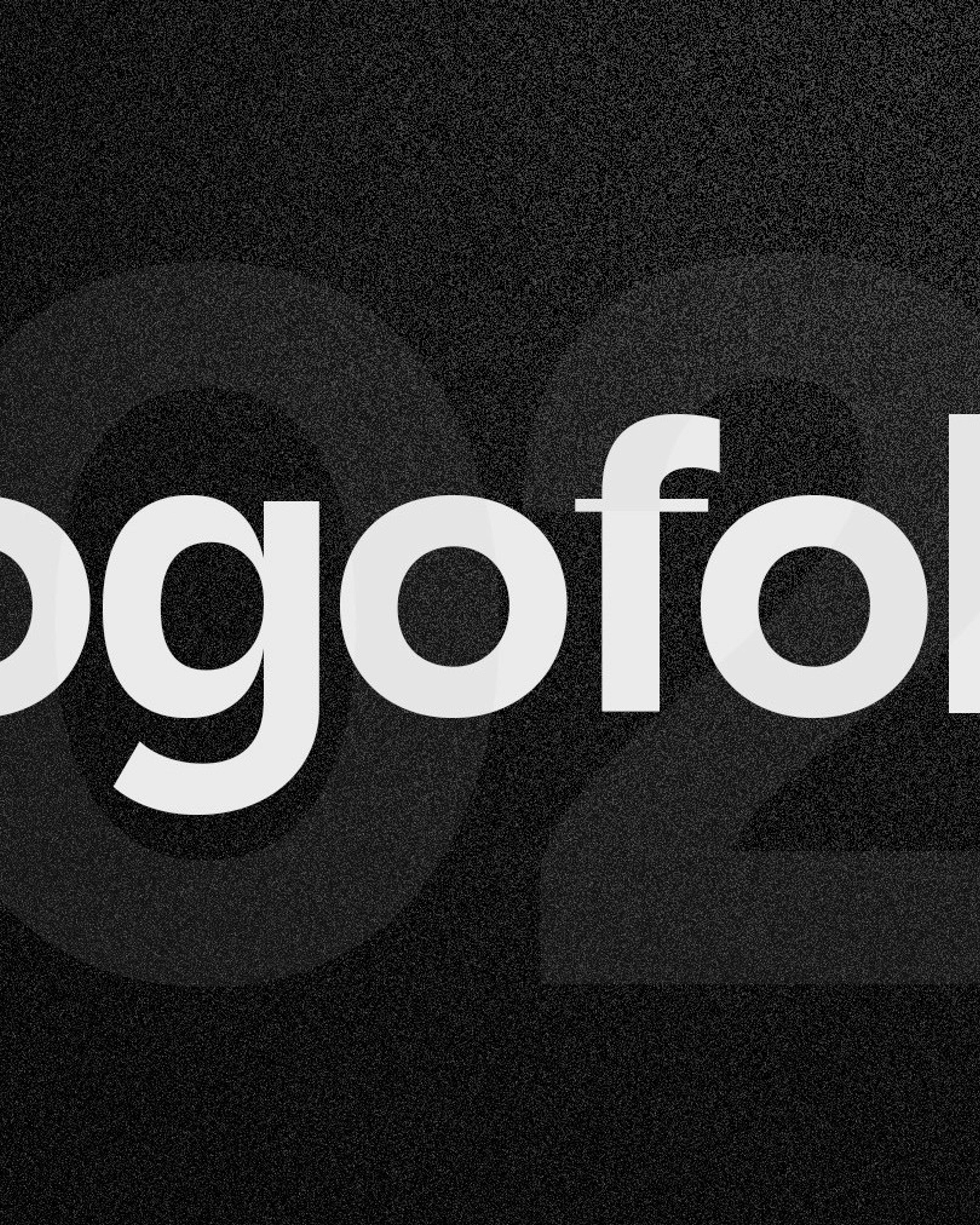 Logofolio in white over a large 2024 on black