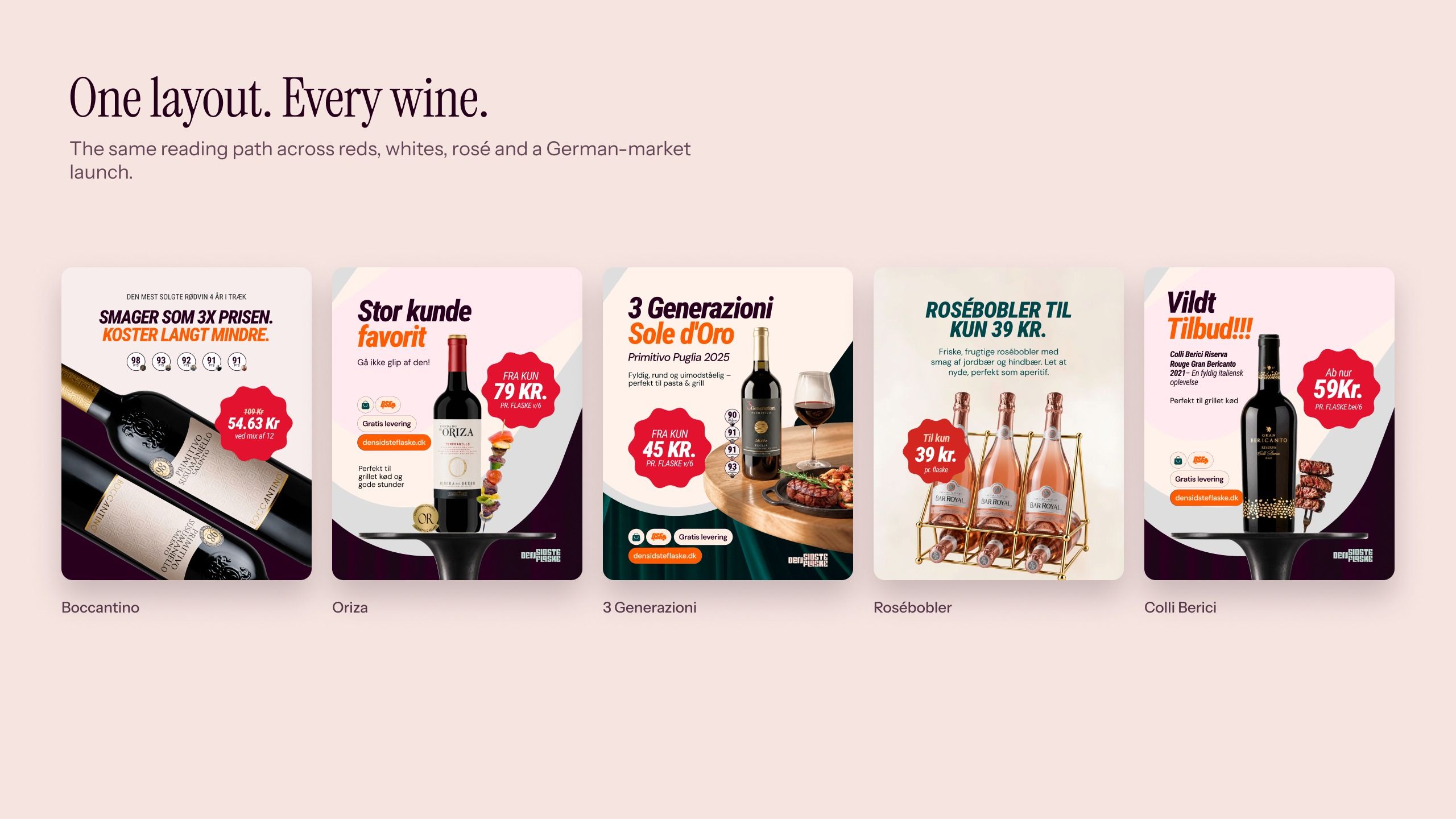 Five ads on the system: Boccantino, Oriza, 3 Generazioni, Rosébobler and Colli Berici