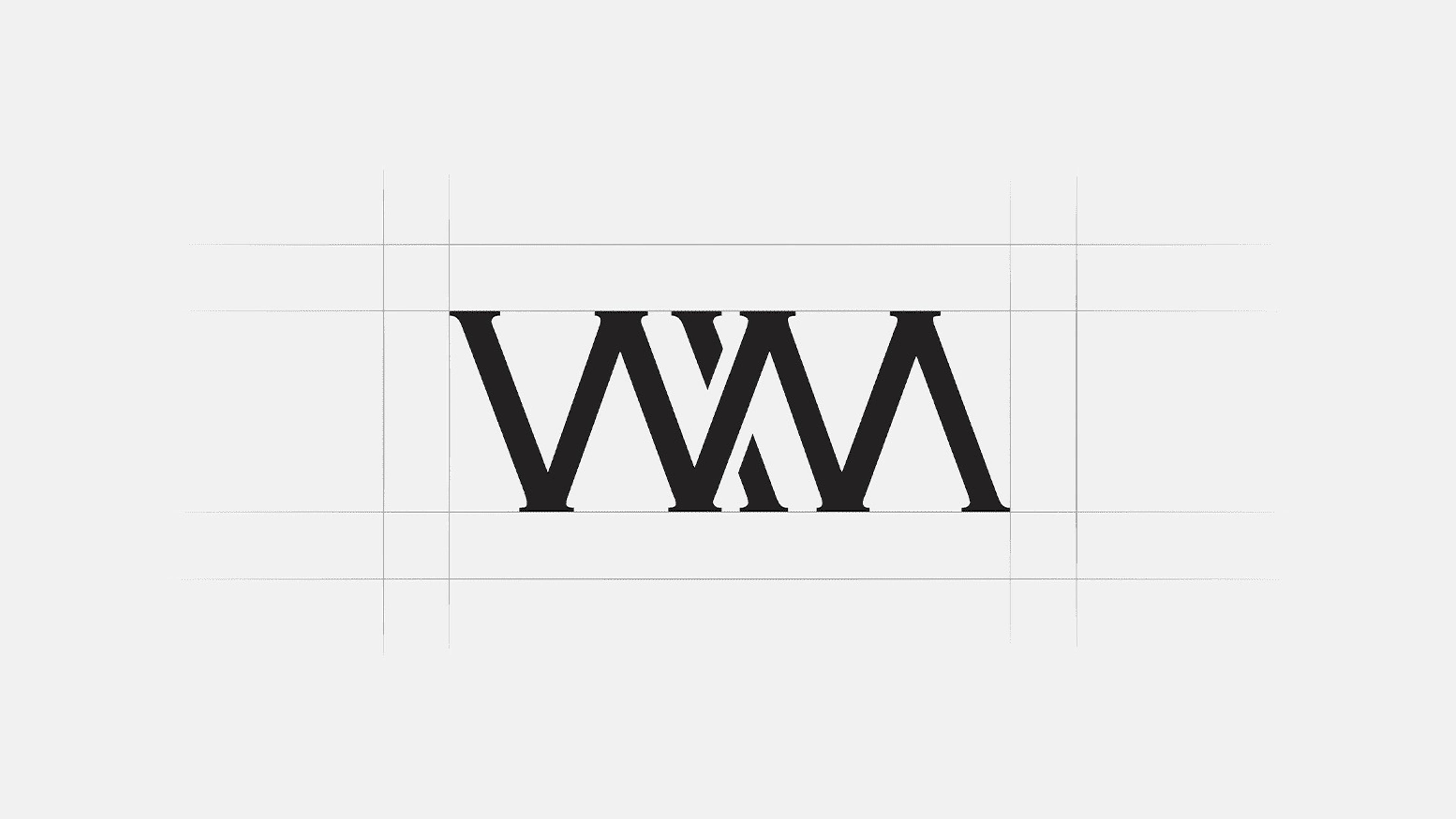 The WM monogram on its construction grid
