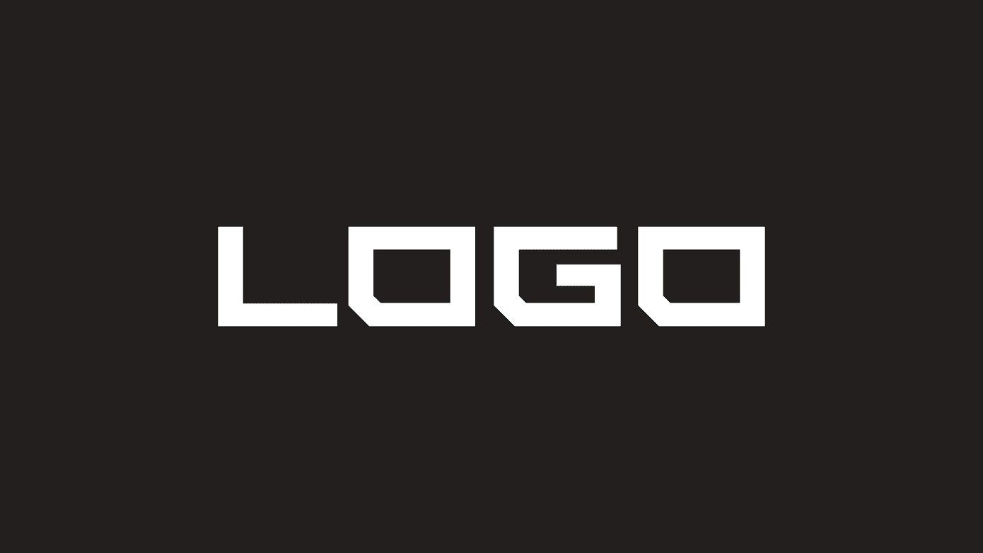 Logo section divider in wide white letters