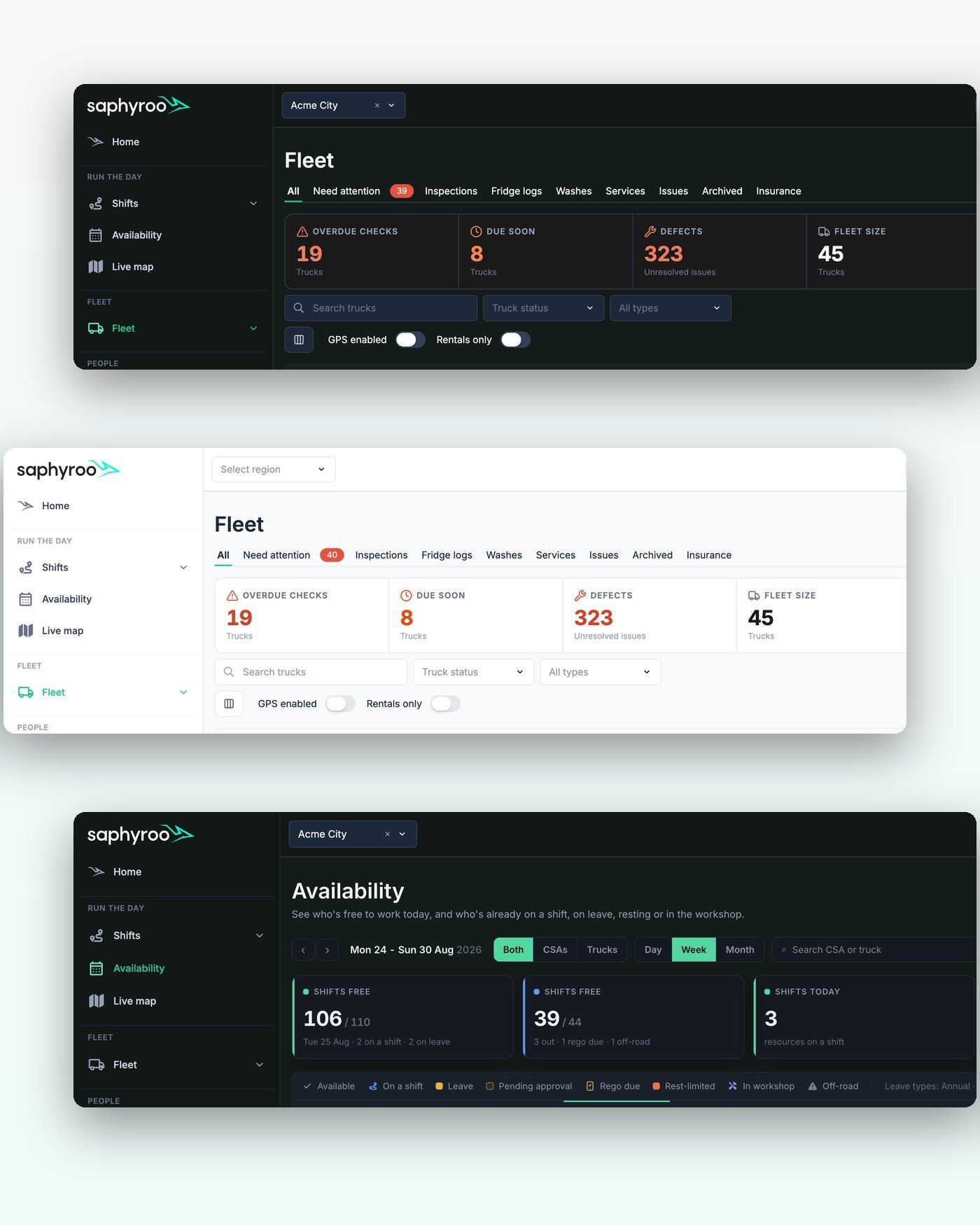 Screens from the new Saphyroo app