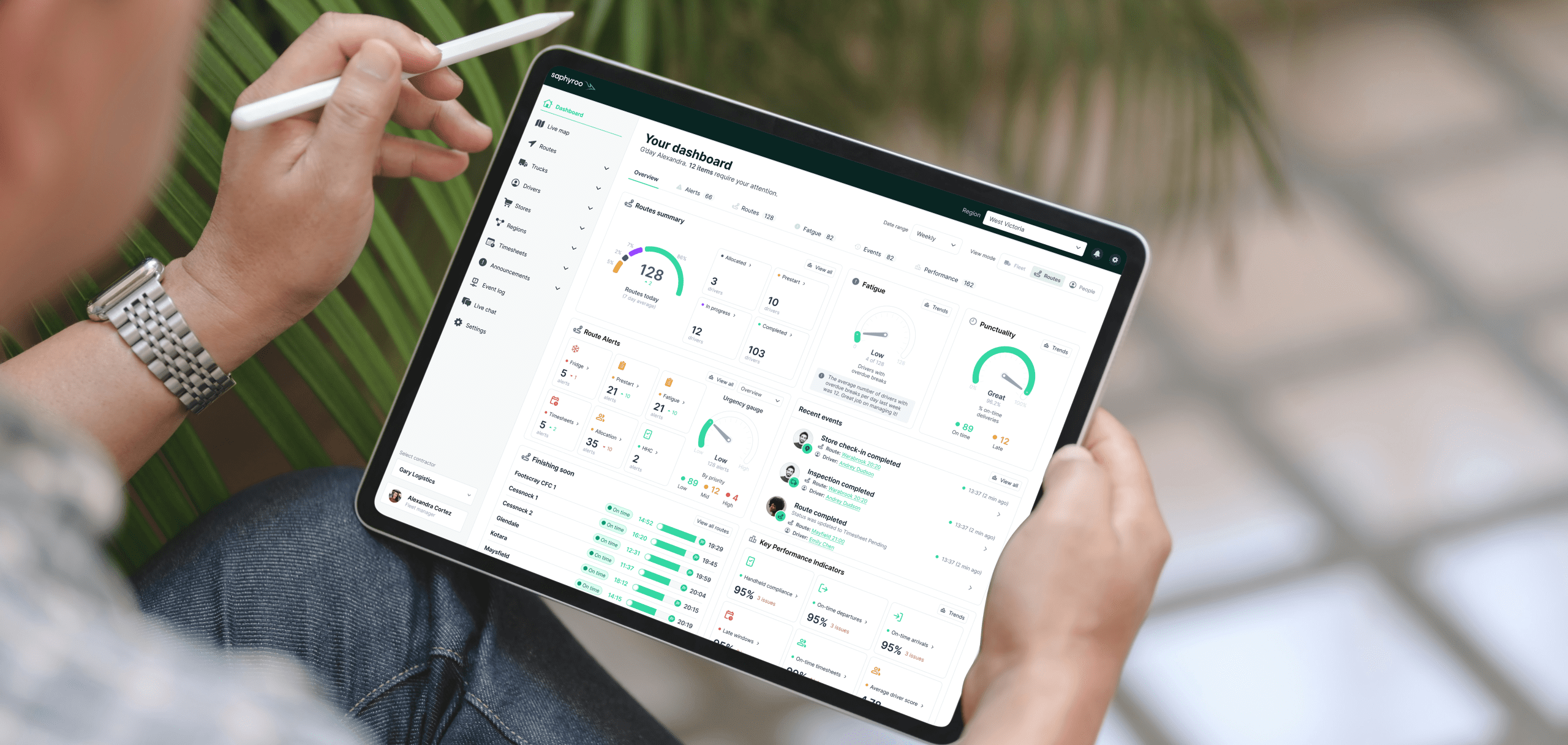Saphyroo iPad dashboard
