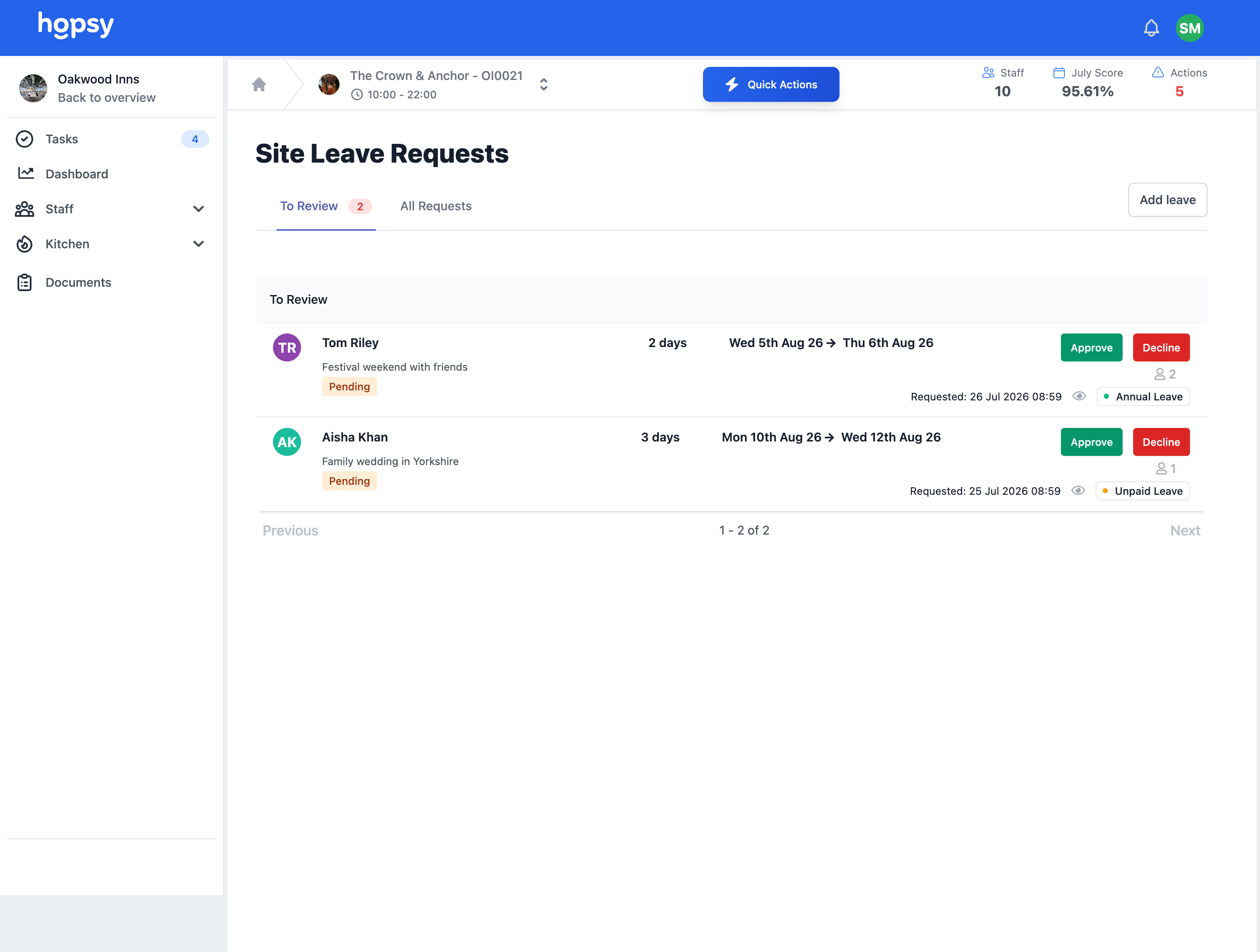 Requests in one place, approved in one tap