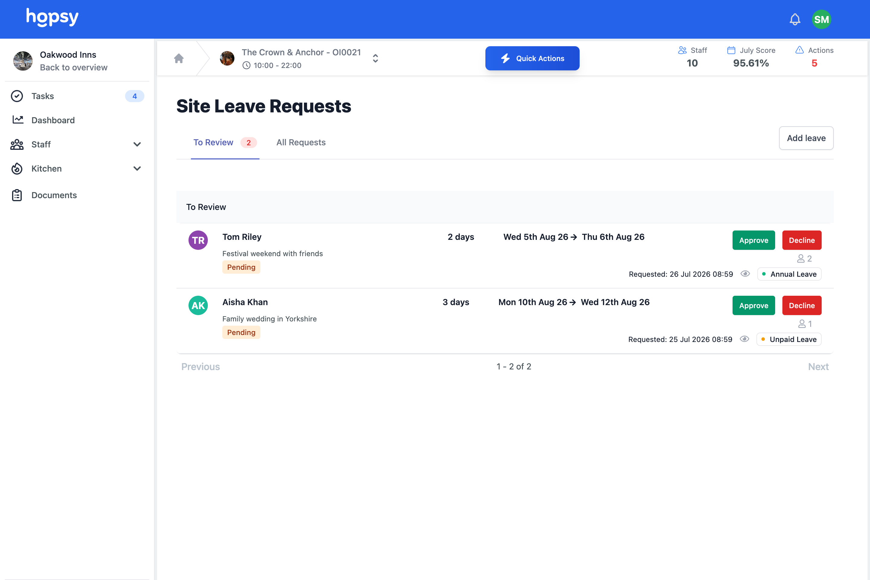 Requests in one place, approved in one tap