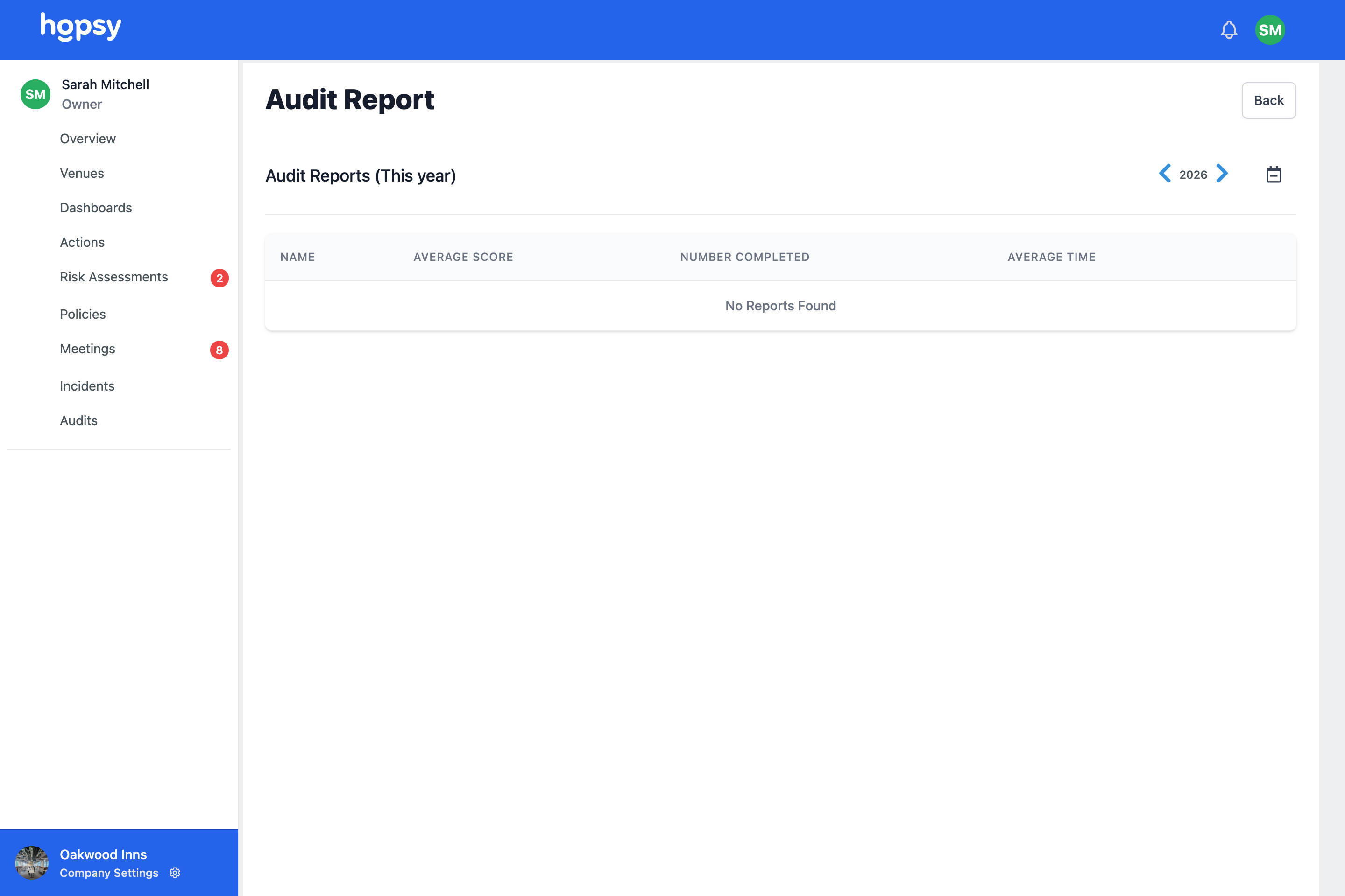 main product screen for Audit software