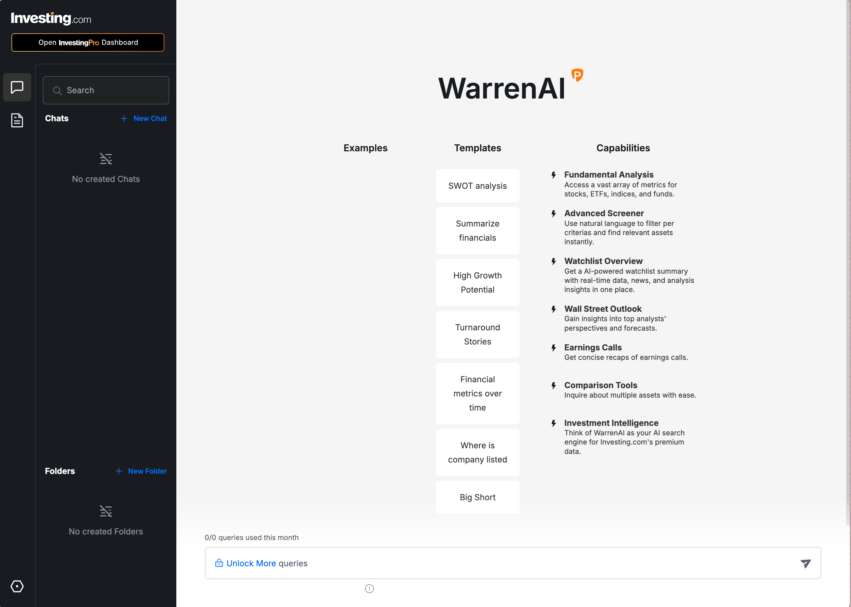 WarrenAI Investing.com Chatbot built by 10xStudio