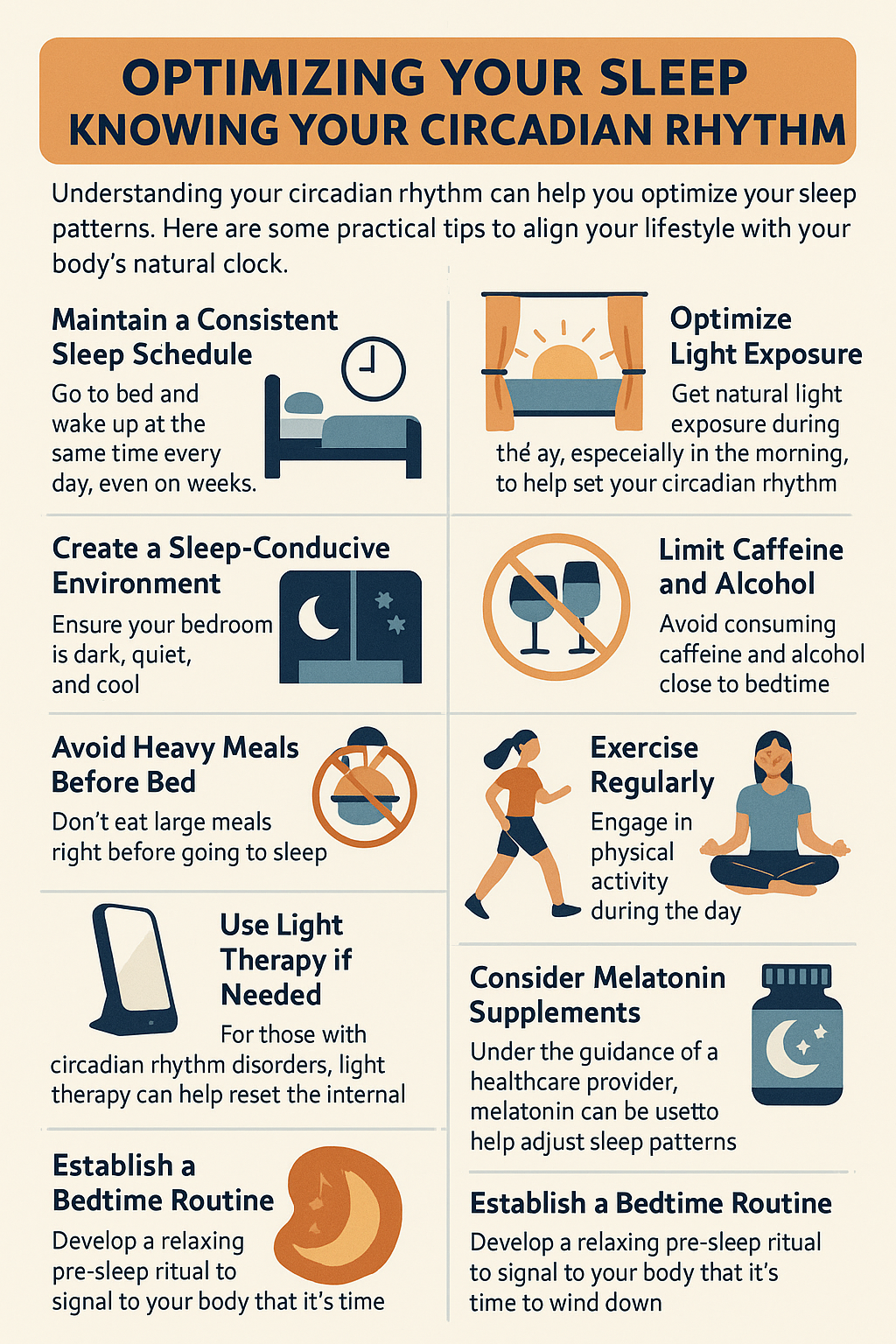 Infographic about optimizing your sleep knowing your circadian rhythm